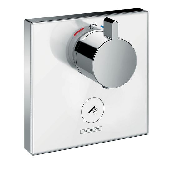 hansgrohe Shower Select Glas Thermostat HighFlow Unterputz Weiß/Chrom für 1 Verbraucher und einen zusätzlichen Abgang