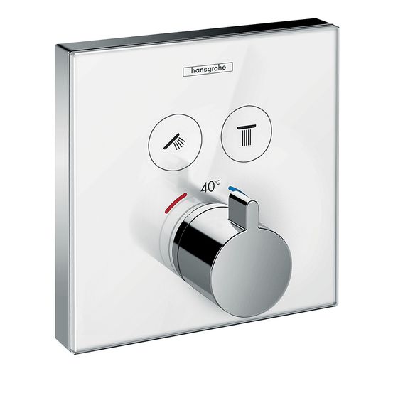 hansgrohe Shower Select Glas Thermostat Unterputz Weiß/Chrom für 2 Verbraucher