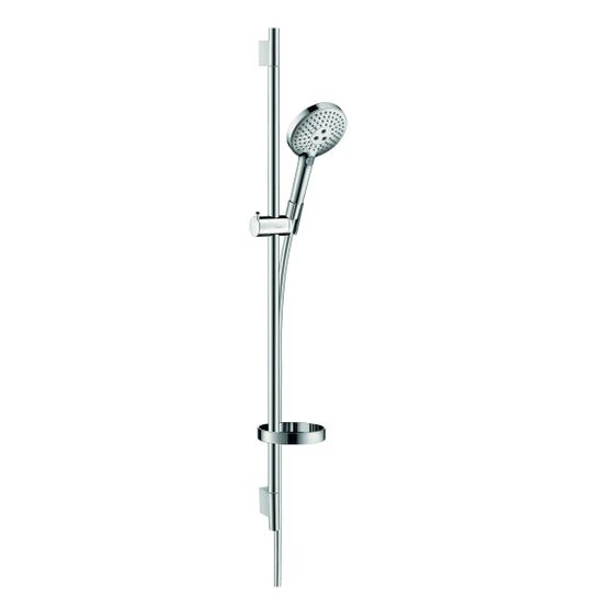 hansgrohe Raindance Select S Brauseset 120mm 3jet mit Brausestange 900mm 15l/min Chrom, Seifenschale