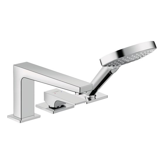 hansgrohe Metropol 3-Loch Einhebel-Wannenrandmischer mit Hebelgriff für Secuflex, Chrom