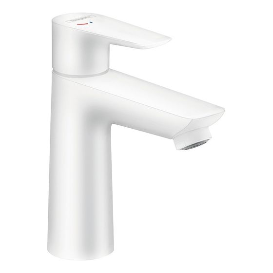Hansgrohe Talis E Einhebel-Waschtischmischer 110mm, CoolStart mit Zugstangen-Ablaufgarnitur, Mattweiß