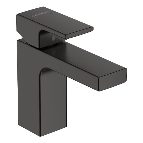 hansgrohe Vernis Shape Einhebel-Waschtischmischer 100mm 5l/min Mattschwarz mit isolierter Wasserführung, Zugstangen-Garnitur
