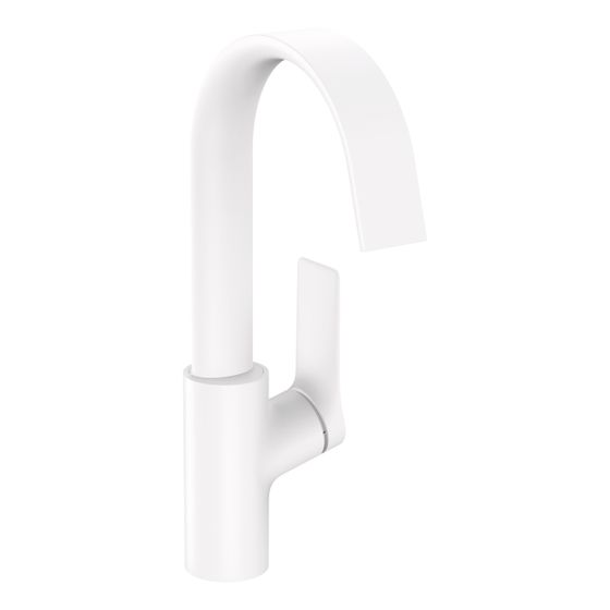 hansgrohe Vivenis Einhebel-Waschtischmischer 210mm 5l/min Mattweiß mit Schwenkauslauf und Zugstangen-Garnitur