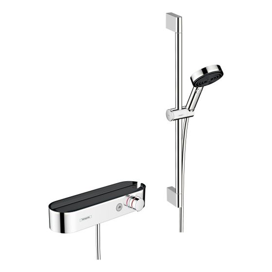 hansgrohe Pulsify Select S Brausesystem 105mm 3jet Relaxation, ShowerTablet 400, Brausestange 650mm 11,4l/min Handbrauseh. Chrom