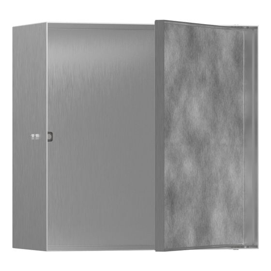 hansgrohe XtraStoris Rock Wandnische Edelstahl gebürstet mit befliesbarer Tür 300x300x140mm