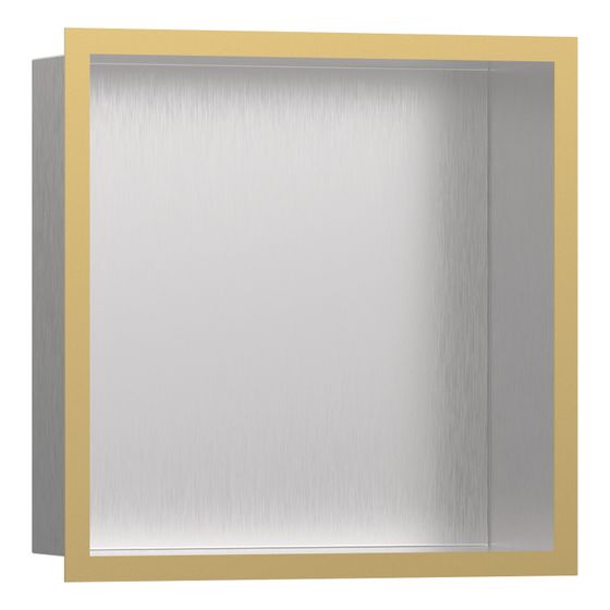 Hansgrohe XtraStoris Individual Wandnische Edelstahl gebürstet mit Designrahmen 300x300x100mm, Polished Gold Optic