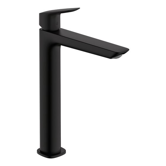 hansgrohe Logis Einhebel-Waschtischmischer 240mm 5l/min Fine, Mattschwarz für Aufsatzwaschtische mit Zugstangen-Garnitur