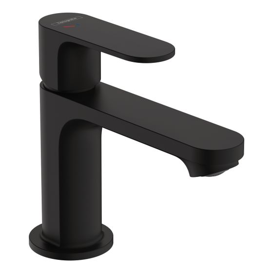hansgrohe Rebris S Einhebel-Waschtischmischer 80mm 5l/min CoolStart Mattschwarz mit Metall-Zugstangen-Garnitur