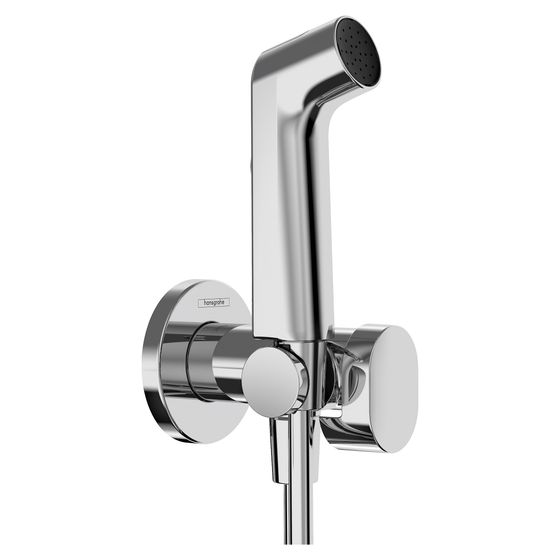 Hansgrohe Bidette Handbrause 1jet S EcoSmart 6,2l/min für Warmwasser, Brausehalter, Brauseschlauch 125cm, Chrom