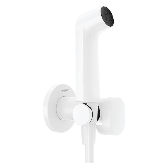 Hansgrohe Bidette Handbrause 1jet S EcoSmart 6,2l/min für Warmwasser, Brausehalter, Brauseschlauch 125cm, Mattweiß