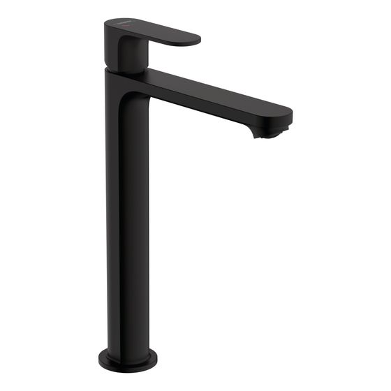 Hansgrohe Rebris S Einhebel-Waschtischmischer 240mm, CoolStart für Waschschüsseln mit Zugstangen-Ablaufgarnitur, Mattschwarz