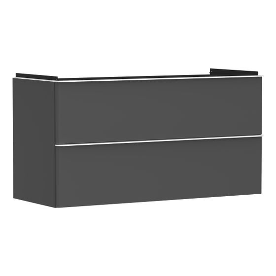 Hansgrohe Xelu Q Waschtischunterschrank Diamantgrau Matt 1180x475mm, Griff Mattweiß mit 2 Schubkästen für Waschtisch