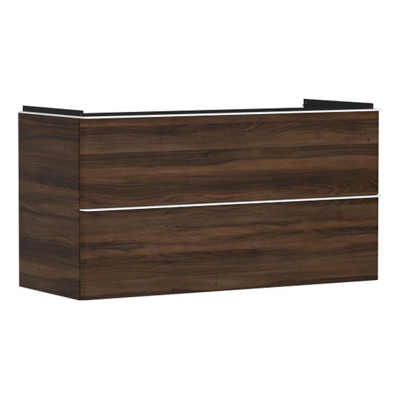 Hansgrohe Xelu Q Waschtischunterschrank Nussbaum Dunkel 1180x475mm, Griff Mattweiß mit 2 Schubkästen für Waschtisch