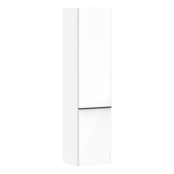 hansgrohe Xelu Q Hochschrank Weiß Hochglanz 400x350mm, Griff Mattschwarz, Türanschlag links