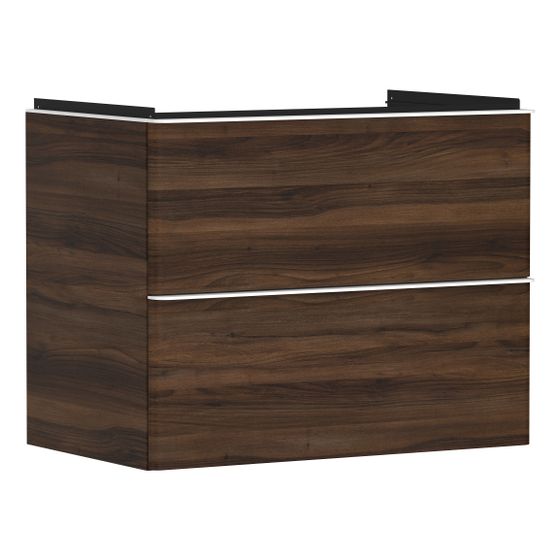Hansgrohe Xelu Q Waschtischunterschrank Nussbaum Dunkel 780x475mm, Griff Mattweiß mit 2 Schubkästen für Waschtisch