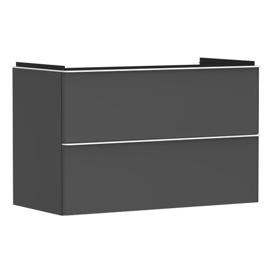 Hansgrohe Xelu Q Waschtischunterschrank Diamantgrau Matt 980x475mm, Griff Mattweiß mit 2 Schubkästen für Waschtisch