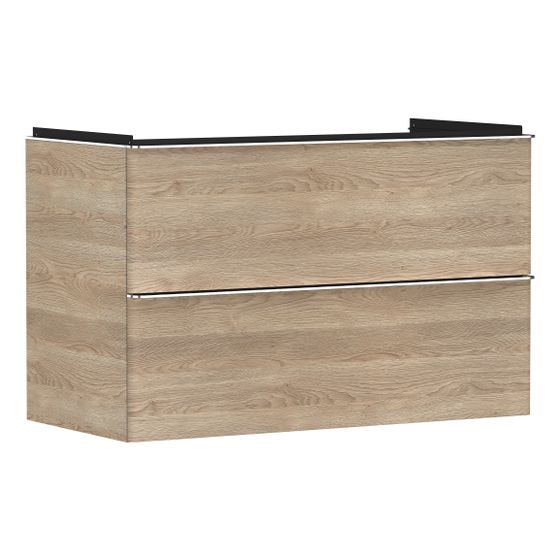 Hansgrohe Xelu Q Waschtischunterschrank Eiche Natur 980x475mm, 2 SK für Waschtisch, Griff Chrom