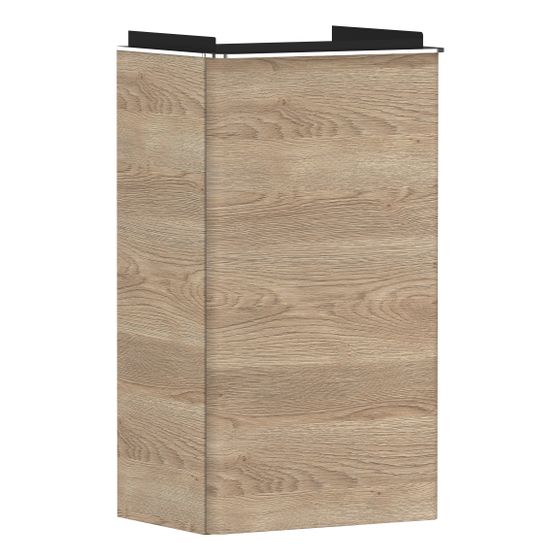 hansgrohe Xelu Q Waschtischunterschrank Eiche Natur 340x245mm, Griff Chrom für Handwaschbecken, Türanschlag links