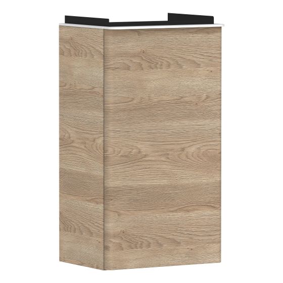 hansgrohe Xelu Q Waschtischunterschrank Eiche Natur 340x245mm, Griff Mattweiß für Handwaschbecken, Türanschlag links