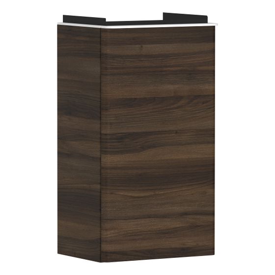 Hansgrohe Xelu Q Waschtischunterschrank Nussbaum Dunkel 340x245mm, Griff Mattweiß für Handwaschbecken, Türanschlag rechts
