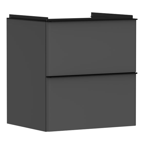 hansgrohe Xelu Q Waschtischunterschrank Diamantgrau Matt 580x475mm, Griff Mattschwarz mit 2 Schubkästen für Waschtisch