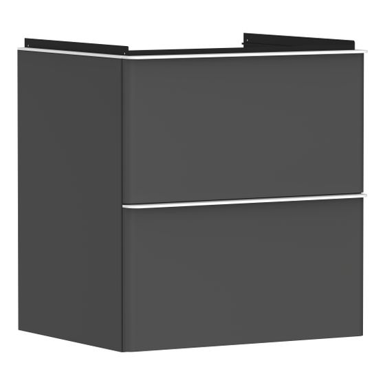 Hansgrohe Xelu Q Waschtischunterschrank Diamantgrau Matt 580x475mm, Griff Mattweiß mit 2 Schubkästen für Waschtisch