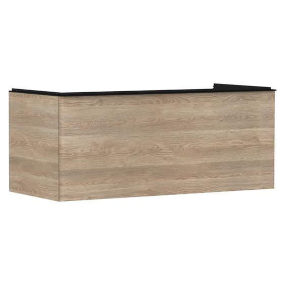 Hansgrohe Xelu Q Waschtischunterschrank Eiche Natur 1180x550mm, 1 Schubkasten für Konsole, Ausschnitt mittig, Griff Mattschwarz