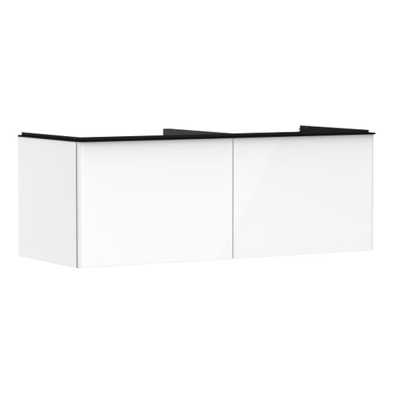 hansgrohe Xelu Q Waschtischunterschrank Weiß Hochglanz 1360x550mm, Griff Mattschwarz mit 2 Schubkästen für Konsolen, AWT geschl