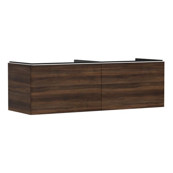 Hansgrohe Xelu Q Waschtischunterschrank Nussbaum Dunkel 1560x550mm, Griff Mattweiß mit 2 Schubkästen für Konsolen, AWT geschl.
