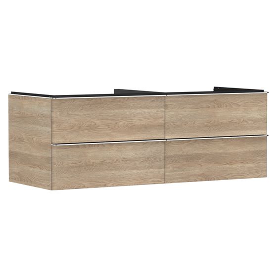 Hansgrohe Xelu Q Waschtischunterschrank Eiche Natur 1360x550mm, 4 SK für Konsole, Griff Chrom