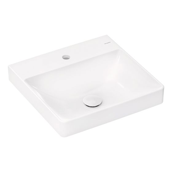 hansgrohe Xelu Q Aufsatz-Handwaschbecken geschliffen 500x480mm mit Hahnloch ohne Überlauf, SmartClean, Weiß