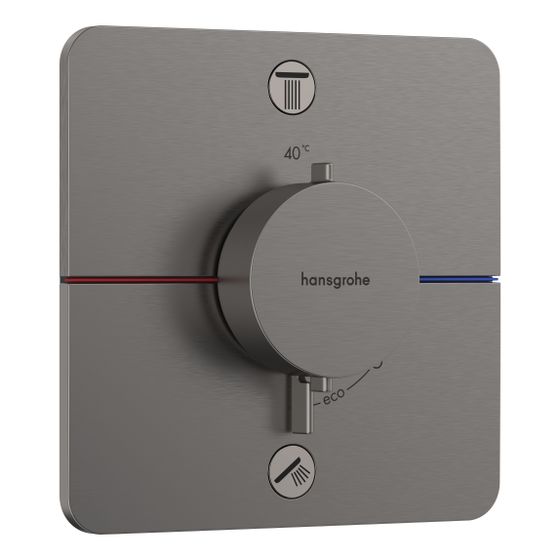 hansgrohe Shower Select Comfort Q Thermostat Unterputz Schwarz/Chrom gebürstet für 2 Verbraucher, Sicherungskombination 26l/min