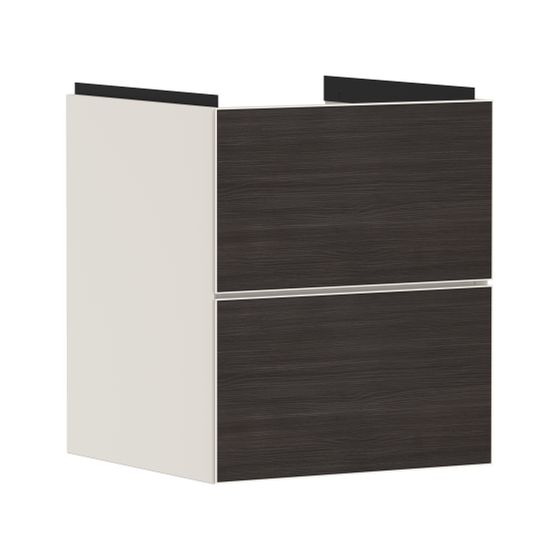 hansgrohe Xevolos E Waschtischunterschrank, Set Sandbeige Matt 480x475mm Front Eiche Dunkel mit 2 Schubk. für Handwaschbecken