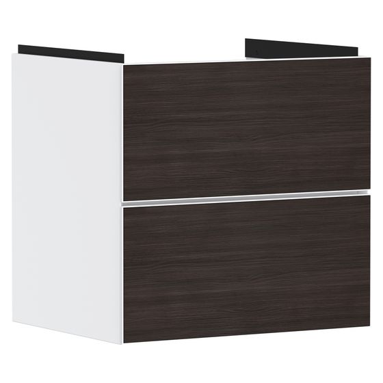 Hansgrohe Xevolos E Waschtischunterschrank, Set Mattweiß 580x475mm Front Eiche Dunkel mit 2 Schubk. für Waschtisch