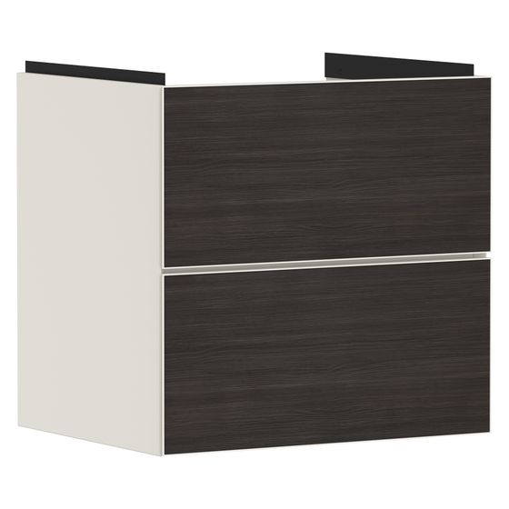 Hansgrohe Xevolos E Waschtischunterschrank, Set Sandbeige Matt 580x475mm Front Eiche Dunkel mit 2 Schubk. für Waschtisch