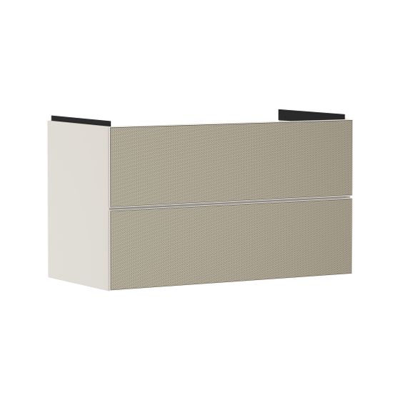 hansgrohe Xevolos E Waschtischunterschrank, Set Sandbeige Matt 980x475mm Front Bronze Struktur mit 2 Schubk. für Waschtisch