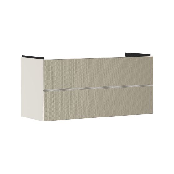 hansgrohe Xevolos E Waschtischunterschrank, Set Sandbeige Matt 1180x475mm Front Bronze Struktur mit 2 Schubk. für Waschtisch