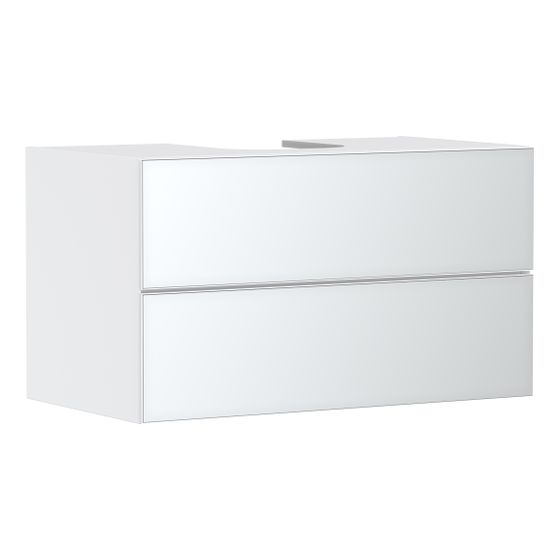 Hansgrohe Xevolos E Waschtischunterschrank Mattweiß 980x550mm, 2 SK für Konsole, Ausschnitt mittig, Front Weiß Metallic