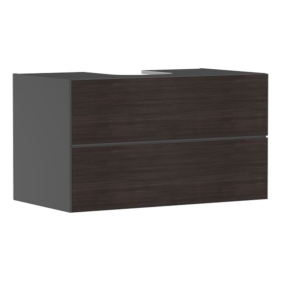 hansgrohe Xevolos E Waschtischunterschrank, Set Schiefergrau Matt 980x550mm Front Eiche Dunkel, 2 Schubk. für Konsolen, AWT ge.