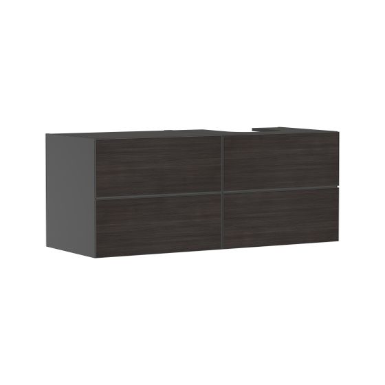 Hansgrohe Xevolos E Waschtischunterschrank, Set Schiefergrau Matt 1370x550mm Front Eiche Dunkel, 4 Schubk., Konso., AWT, rechts