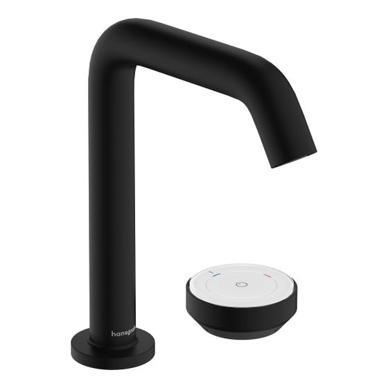 hansgrohe Tecturis S 2-Loch Waschtischmischer 150mm 4l/min CoolStart, Mattschwarz EcoSmart plus mit Garnitur