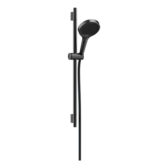 Hansgrohe Rainfinity Brauseset 130mm 8,5l/min 3jet EcoSmart, Stange S Puro 65cm, Push-Halter, Schl. 160cm, Brushed Black Chrome