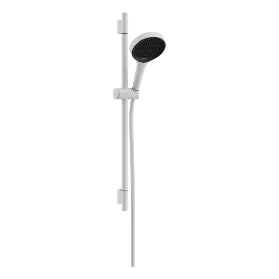 hansgrohe Rainfinity Brauseset 130mm 3jet Mattweiß mit Brausestange S Puro 650mm 14l/min Brauseschlauch 1,60m