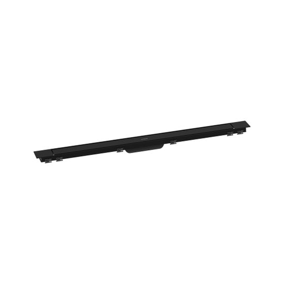 Hansgrohe RainDrain Match Plus Fertigset Duschrinne 1000mm, Mattschwarz, mit höhenverstellbarem Rahmen