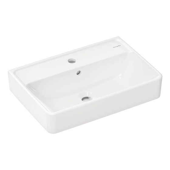 hansgrohe Xanuia Q Waschtisch Compact 550x370mm mit Hahnloch und Überlauf, Weiß