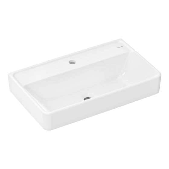 hansgrohe Xanuia Q Waschtisch Compact 650x390mm mit Hahnloch ohne Überlauf, Weiß