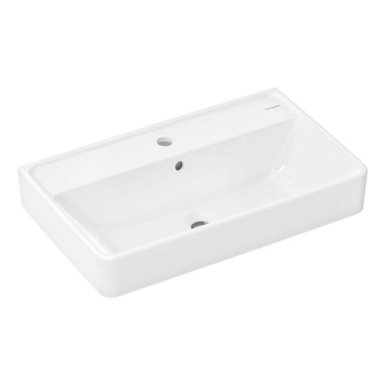 hansgrohe Xanuia Q Waschtisch Compact 650x390mm mit Hahnloch und Überlauf, SmartClean, Weiß
