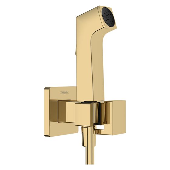 Hansgrohe Bidette Handbrause 1jet E EcoSmart 6,2l/min für Warmwasser, Brausehalter, Brauseschlauch 125cm, Polished Gold Optic