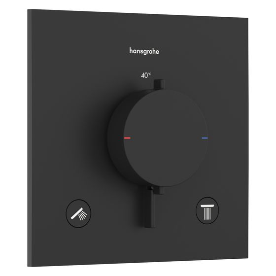 Hansgrohe Ecostat Comfort E Thermostat Unterputz, 25,7l/min, für 2 Verbraucher, Mattschwarz