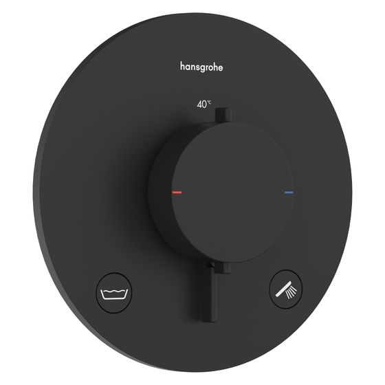 Hansgrohe Ecostat Comfort S Thermostat Unterputz, 25,7l/min, für 2 Verbraucher, integrierter Sicherungskombination, Mattschwarz